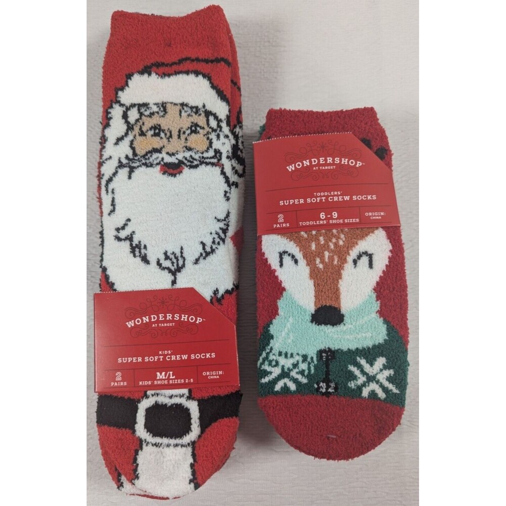 Wondershop 2-Pair Toddler (Shoe 6-9) - 2-Pair Kids (Shoe 2-5) - Christmas Socks
